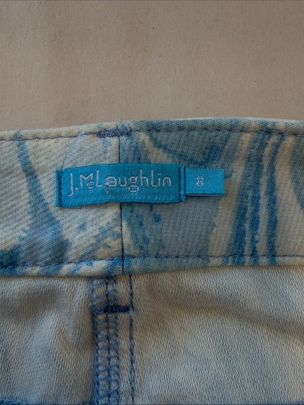 J. McLaughlin Light Blue Marble-Print Skinny Jeans size 8low rise Y2K - Picture 2 of 16